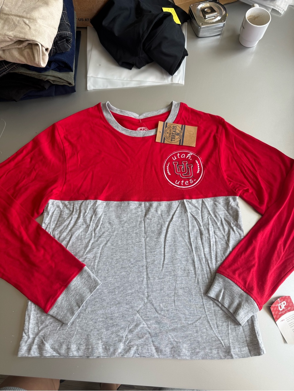Rivalry Threads Red Tee with Gray Trim